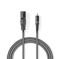 Nedis Ongebalanceerde Audiokabel | XLR 3-Pins Male | RCA Male | 3 m | Donkergrijs | 1 stuks - COTH15205GY30 COTH15205GY30 - thumbnail