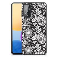 Samsung Galaxy M52 Bloemen Hoesje Black Flowers - thumbnail