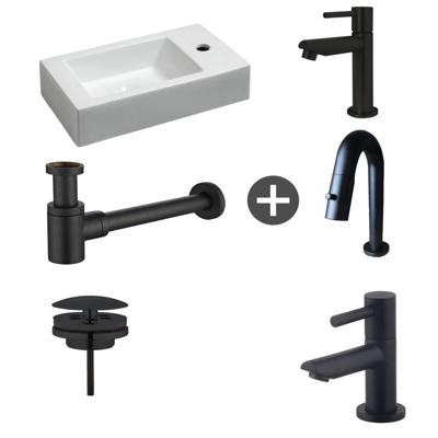 Wiesbaden Fonteinpack Chepri Rechts Keramiek 45.5x26x12 cm Zwart