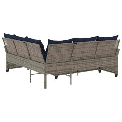 Loungebank met kussens L-vormig poly rattan grijs Loungebank met kussens L-vormig poly rattan grijs