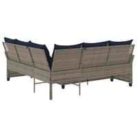 Loungebank met kussens L-vormig poly rattan grijs - thumbnail