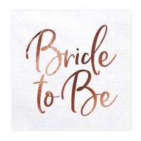 Bride To Be Servetten Wit Rose Gold - 20 stuks - thumbnail
