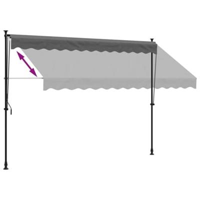 Luifel uittrekbaar 300x150 cm stof en staal antracietkleurig - thumbnail