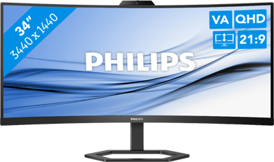 Philips 34E1C5600HE/00 LED-monitor Energielabel G (A - G) 86.4 cm (34 inch) 3440 x 1440 Pixel 21:9 4 ms HDMI, DisplayPort, USB-C VA LCD