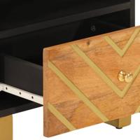 Nachtkastjes 2 st massief mangohout bruin en zwart - thumbnail