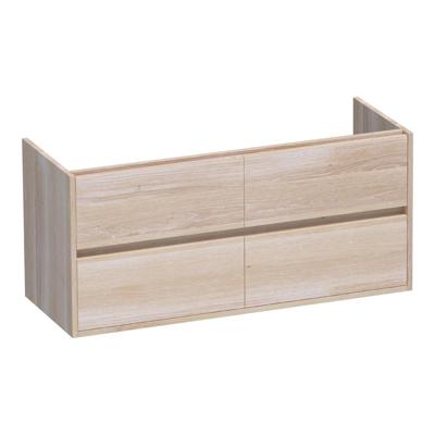 Brauer Adore - Onderkast - 120 cm - met 4 Softclose Lades Greeploos en 2 Sifon Uitsparingen - Lamellen Eiken Wit