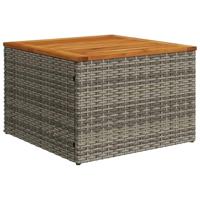 2-delige Loungeset met kussens poly rattan en acaciahout grijs - thumbnail