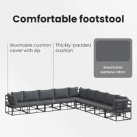 Tuinbankenset met kussen 10 pcs Zwart Aluminium - thumbnail