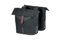 Basil city dubbele fietstas - waterafstotend polyester - zwart - universal bridge systeem - 28-32l - thumbnail