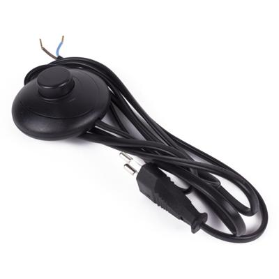 Eurosnoer 2x0,75qmm met vloerschakelaar zwart 2m - 1065310