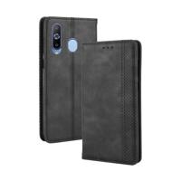 Magnetische gesp retro Crazy Horse textuur horizontale Flip lederen case voor Galaxy A60 met houder & card slots & fotolijst (zwart) - thumbnail