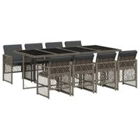 9-delige Tuinset met kussens poly rattan grijs - thumbnail