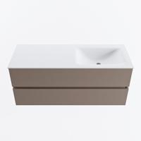 MONDIAZ VICA 120cm badmeubel onderkast Smoke 2 lades. Wastafel CLOUD rechts zonder kraangat, kleur Talc. - thumbnail