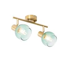 QAZQA Art Deco spot goud met groen glas 2-lichts - Vidro - thumbnail