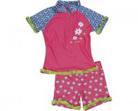 Playshoes tweedelige zwemsuit Bloemen Roze-122-128 - thumbnail
