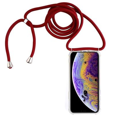 Vierhoek anti-val transparante TPU mobiele telefoon geval met Lanyard voor iPhone X/XS (rood)