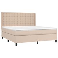 Boxspring met matras kunstleer cappuccinokleurig 180x200 cm - thumbnail