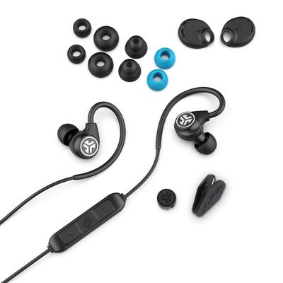 Jlab Audio Fit Sport 3 draadloze oordopjes, bluetooth oordopjes met flexibele oorhaakjes met geheugendraad, IP55 zweetbestendigheid, ruisisolatie en aangepast EQ3-geluid, zwart