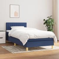 Boxspring met matras stof blauw 90x190 cm - thumbnail
