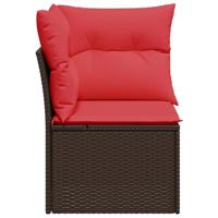 Tuinhoekbank met kussens poly rattan bruin - thumbnail