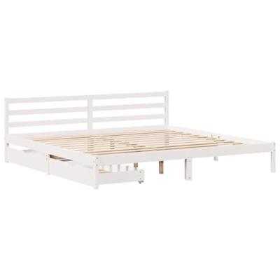 Bedframe zonder matras massief grenenhout wit 200x200 cm