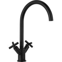 Job Accross keukenmengkraan tweegreeps met draaibare uitloop incl. aansluitslangen en filterstopkranen brons zwart - thumbnail