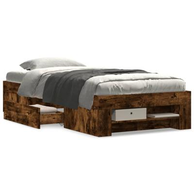 Bedframe zonder matras hout gerookt eikenkleurig 100x200 cm - thumbnail