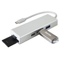 Hama USB 3.1 Type-C Hub, 3-voudig, met kaartlezer (2x USB-A, 1x USB-C, SD/SDHC/SDXC/microSDHC/microSDXC, voor PC/Mac/Laptop/Tablet, OTG-compatibel) externe USB-verdeler, kaartlezer - thumbnail
