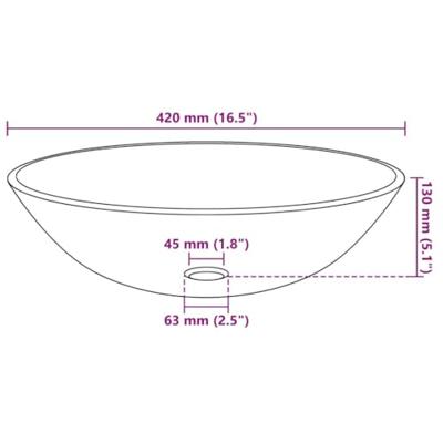 VidaXL Wasbak gehard glas 42 cm zwart