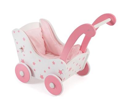 Houten poppenwagen Pink Stars Houten poppenwagen Pink Stars