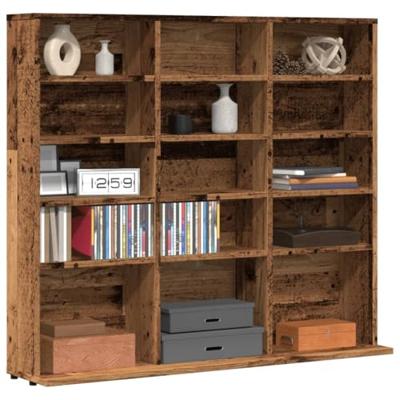 Cd-kast 100x23x89,5 cm bewerkt hout oud houtkleurig