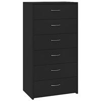Dressoir met 6 lades 50x34x96 cm bewerkt hout zwart - thumbnail