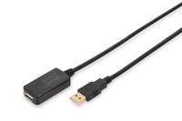 Digitus USB-kabel USB 2.0 USB-A stekker, USB-A bus 5.00 m Zwart Actief met signaalversterking DA-70130-4 - thumbnail