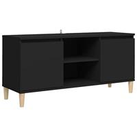 Tv-meubel met massief houten poten 103,5x35x50 cm zwart - thumbnail