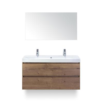 Maxx XL Badmeubelset 120 cm - Tabacco - Wastafel Just Enkel 2 kraangaten - met Spiegel