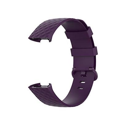 Fitbit Charge 3 & 4 siliconen diamant pattern bandje - Maat: Small - Donker paars - thumbnail