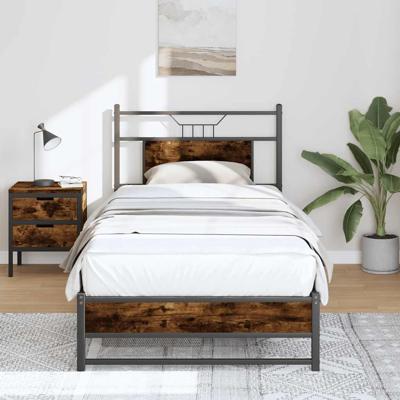 Bedframe zonder matras hout gerookt eikenkleurig 90x200 cm Bedframe zonder matras hout gerookt eikenkleurig 90x200 cm