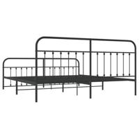 Bedframe met hoofd- en voeteneinde metaal zwart 193x203 cm - thumbnail