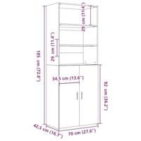 Hoge kast 70x42,5x185 cm bewerkt hout bruin eikenkleurig - thumbnail