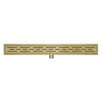 Wiesbaden douchegoot met flens en rooster 70 x 7 cm geborsteld messing - thumbnail