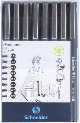 8 Fineliners Schneider Pictus zwart