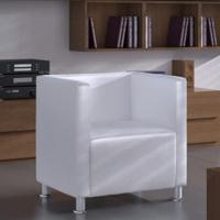 VidaXL Fauteuil kubus kunstleer wit - thumbnail