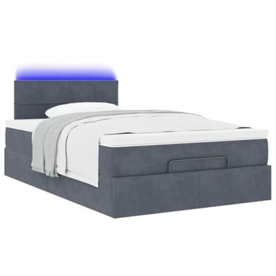 Ottoman bed met matras en LED's 120x200cm fluweel donkergrijs