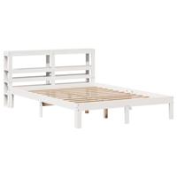 Bedframe met hoofdeinde zonder matras 140x190 cm wit - thumbnail