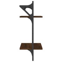 Wandschappen 2-laags met stangen 2 st 30x25x65 cm bruineiken - thumbnail