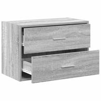 Kast met 2 lades 60x31x40 cm bewerkt hout grijs sonoma eiken - thumbnail