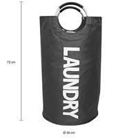 QUVIO Wasmand met handvaten - LAUNDRY - Antraciet - thumbnail