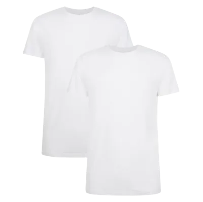 2-pak t-shirt ronde hals - Ruben - Bamboe heren ondershirt korte mouw - Wit - Zwart - Donkerblauw - Huidskleur - Witte t shirts hren