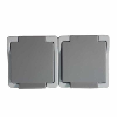 waterdicht stopcontact dubbel horizontaal grijs 106560 Presto Vedder