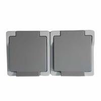 waterdicht stopcontact dubbel horizontaal grijs 106560 Presto Vedder - thumbnail